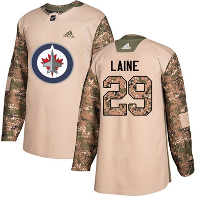 Adidas Jets #29 Patrik Laine Camo Authentic 2017 Veterans Day Stitched Youth NHL Jersey
