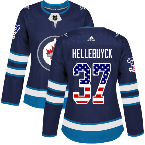 Adidas Jets #37 Connor Hellebuyck Navy Blue Home Authentic USA Flag Women's Stitched NHL Jersey Adidas Jets #37 Connor Hellebuyck Navy Blue Home Authentic USA Flag Women's Stitched NHL Jersey