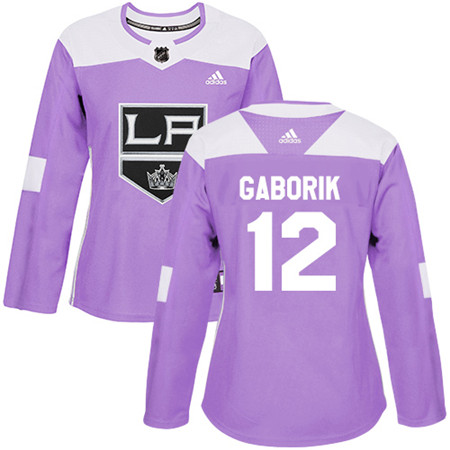 Adidas Kings #12 Marian Gaborik Purple Authentic Fights Cancer Women's Stitched NHL Jersey