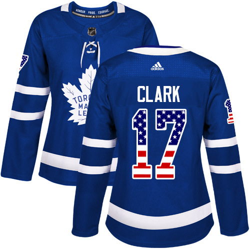 Adidas Maple Leafs #17 Wendel Clark Blue Home Authentic USA Flag Women's Stitched NHL Jersey Adidas Maple Leafs #17 Wendel Clark Blue Home Authentic USA Flag Women's Stitched NHL Jersey