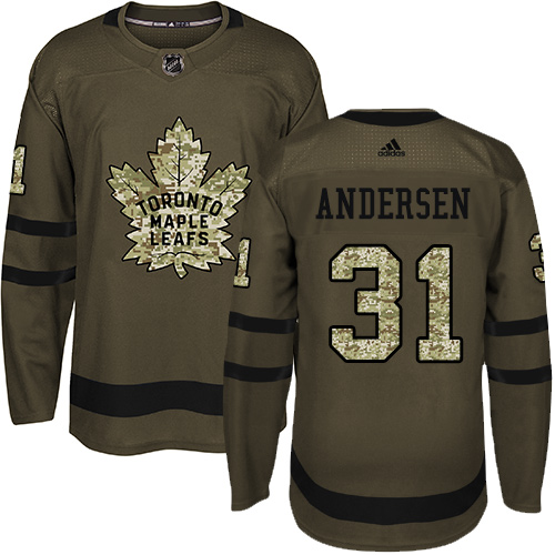 Adidas Maple Leafs #31 Frederik Andersen Green Salute to Service Stitched Youth NHL Jersey Adidas Maple Leafs #31 Frederik Andersen Green Salute to Service Stitched Youth NHL Jersey