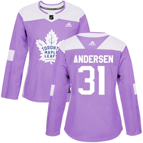 Adidas Maple Leafs #31 Frederik Andersen Purple Authentic Fights Cancer Women's Stitched NHL Jersey Adidas Maple Leafs #31 Frederik Andersen Purple Authentic Fights Cancer Women's Stitched NHL Jersey