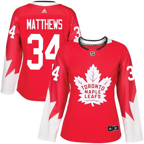 Adidas Maple Leafs #34 Auston Matthews Red Team Canada Authentic Women's Stitched NHL Jersey Adidas Maple Leafs #34 Auston Matthews Red Team Canada Authentic Women's Stitched NHL Jersey