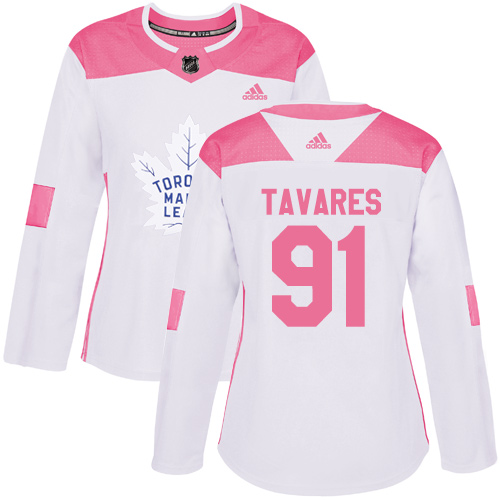 Adidas Maple Leafs #91 John Tavares White Pink Authentic Fashion Women's Stitched NHL Jersey Adidas Maple Leafs #91 John Tavares White Pink Authentic Fashion Women's Stitched NHL Jersey
