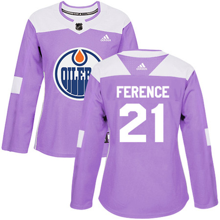 Adidas Oilers #21 Andrew Ference Purple Authentic Fights Cancer Women's Stitched NHL Jersey