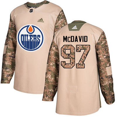 Adidas Oilers #97 Connor McDavid Camo Authentic 2017 Veterans Day Stitched Youth NHL Jersey