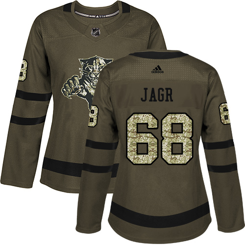 Adidas Panthers #68 Jaromir Jagr Green Salute to Service Women's Stitched NHL Jersey