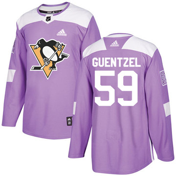 Adidas Penguins #59 Jake Guentzel Purple Authentic Fights Cancer Stitched Youth NHL Jersey