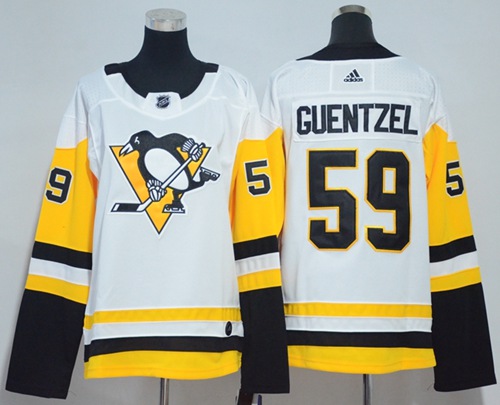 Adidas Penguins #59 Jake Guentzel White Road Authentic Women's Stitched NHL Jersey Adidas Penguins #59 Jake Guentzel White Road Authentic Women's Stitched NHL Jersey