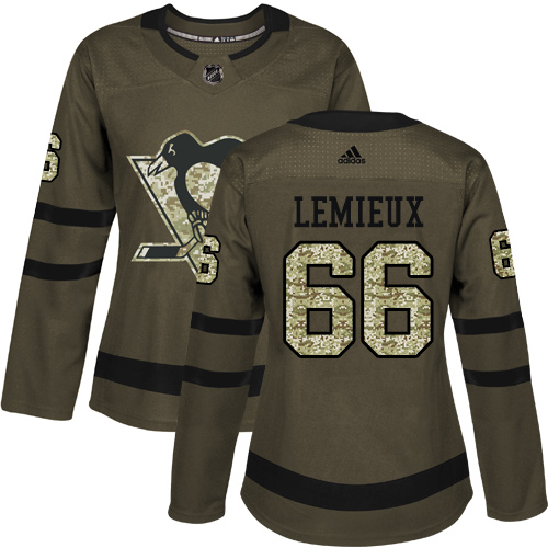 Adidas Penguins #66 Mario Lemieux Green Salute to Service Women's Stitched NHL Jersey Adidas Penguins #66 Mario Lemieux Green Salute to Service Women's Stitched NHL Jersey