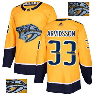 Adidas Predators #33 Viktor Arvidsson Yellow Home Authentic Fashion Gold Stitched NHL Jersey Adidas Predators #33 Viktor Arvidsson Yellow Home Authentic Fashion Gold Stitched NHL Jersey