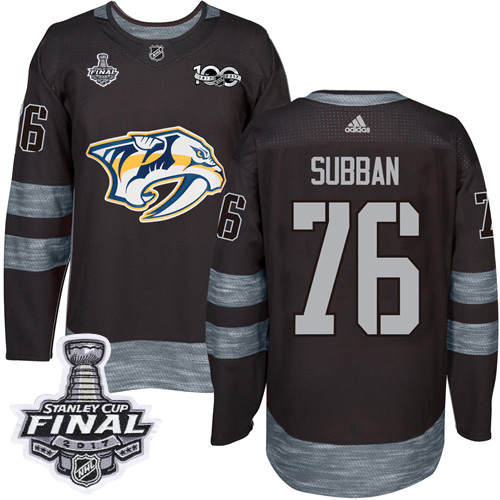 Adidas Predators #76 P.K Subban Black 1917-2017 100th Anniversary Stanley Cup Final Patch Stitched NHL Jersey