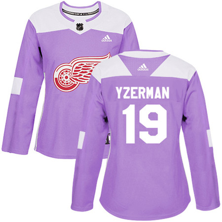 Adidas Red Wings #19 Steve Yzerman Purple Authentic Fights Cancer Women's Stitched NHL Jersey 1
