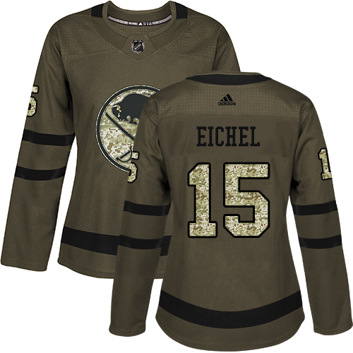 Adidas Sabres #15 Jack Eichel Green Salute to Service Women's Stitched NHL Jersey