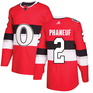 Adidas Senators #2 Dion Phaneuf Red Authentic 2017 100 Classic Stitched Youth NHL Jersey