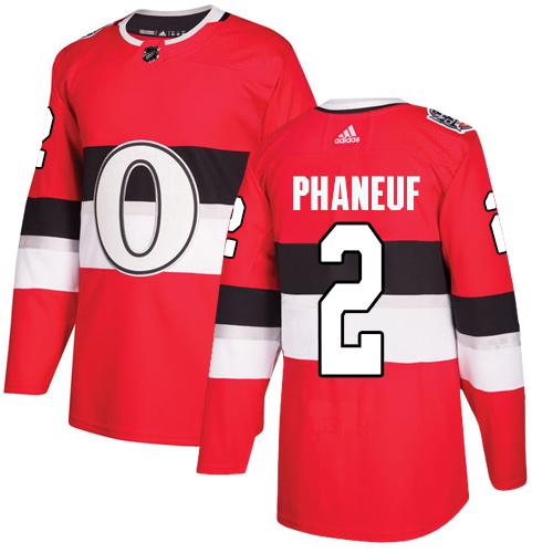 Adidas Senators #2 Dion Phaneuf Red Authentic 2017 100 Classic Women's Stitched NHL Jersey