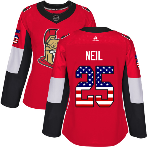 Adidas Senators #25 Chris Neil Red Home Authentic USA Flag Women's Stitched NHL Jersey Adidas Senators #25 Chris Neil Red Home Authentic USA Flag Women's Stitched NHL Jersey