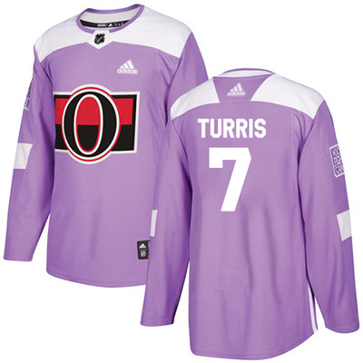 Adidas Senators #7 Kyle Turris Purple Authentic Fights Cancer Stitched Youth NHL Jersey