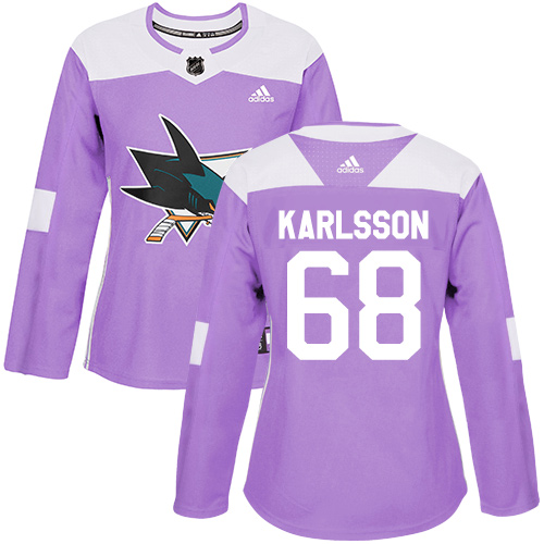 Adidas Sharks #68 Melker Karlsson Purple Authentic Fights Cancer Women's Stitched NHL Jersey Adidas Sharks #68 Melker Karlsson Purple Authentic Fights Cancer Women's Stitched NHL Jersey