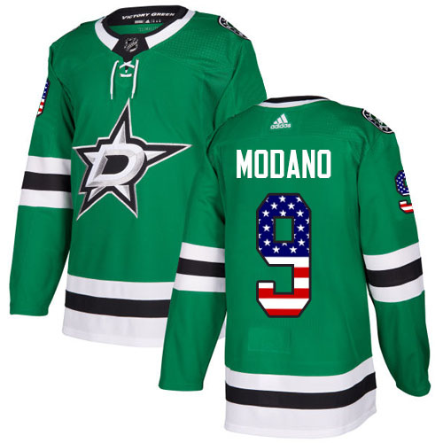 Adidas Stars #9 Mike Modano Green Home Authentic USA Flag Stitched NHL Jersey Adidas Stars #9 Mike Modano Green Home Authentic USA Flag Stitched NHL Jersey