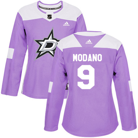 Adidas Stars #9 Mike Modano Purple Authentic Fights Cancer Women's Stitched NHL Jersey Adidas Stars #9 Mike Modano Purple Authentic Fights Cancer Women's Stitched NHL Jersey