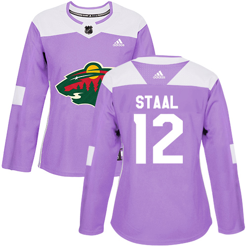 Adidas Wild #12 Eric Staal Purple Authentic Fights Cancer Women's Stitched NHL Jersey