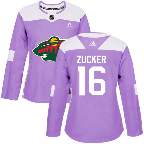 Adidas Wild #16 Jason Zucker Purple Authentic Fights Cancer Women's Stitched NHL Jersey