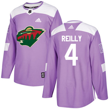 Adidas Wild #4 Mike Reilly Purple Authentic Fights Cancer Stitched Youth NHL Jersey