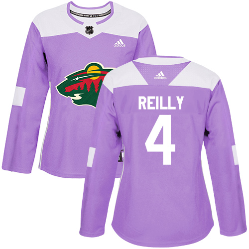 Adidas Wild #4 Mike Reilly Purple Authentic Fights Cancer Women's Stitched NHL Jersey