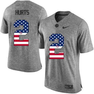 Alabama Crimson Tide 2 Jalen Hurts Gray USA Flag College Limited Jersey