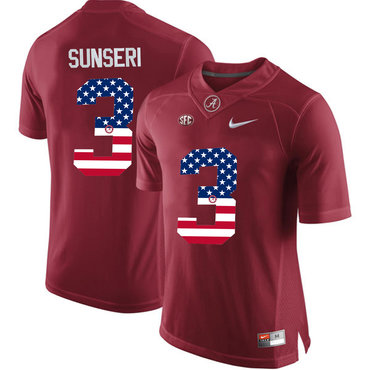 Alabama Crimson Tide 3 Vinnie Sunseri Red USA Flag College Limited Jersey