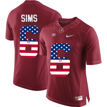 Alabama Crimson Tide 6 Blake Sims Red USA Flag College Limited Jersey Alabama Crimson Tide 6 Blake Sims Red USA Flag College Limited Jersey