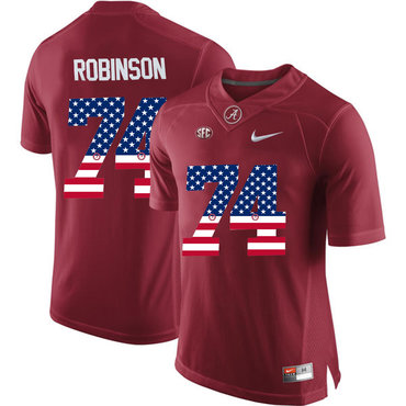 Alabama Crimson Tide 74 Cam Robinson Red USA Flag College Limited Jersey Alabama Crimson Tide 74 Cam Robinson Red USA Flag College Limited Jersey