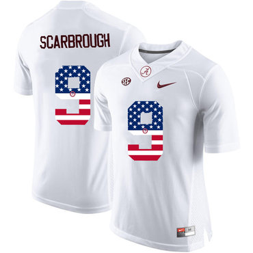 Alabama Crimson Tide 9 Bo Scarbrough White USA Flag College Limited Jersey Alabama Crimson Tide 9 Bo Scarbrough White USA Flag College Limited Jersey