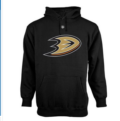 Anaheim Ducks Old Time Hockey Big Logo with Crest Pullover Hoodie Black