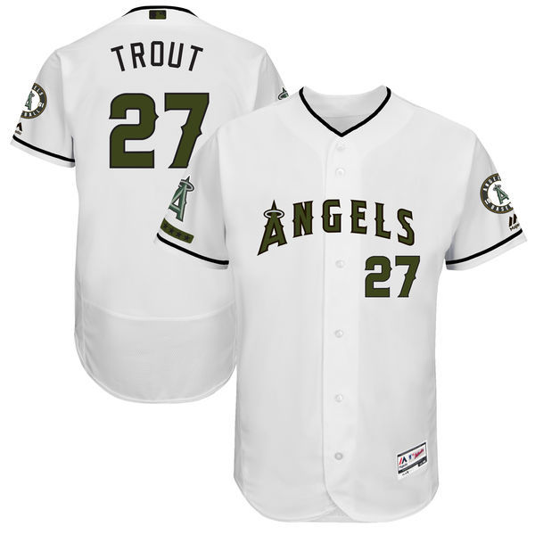 Angels #27 Mike Trout White Men's 2017 Memorial Day Flexbase Player Jersey Angels #27 Mike Trout White Men's 2017 Memorial Day Flexbase Player Jersey