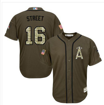 Angels of Anaheim #16 Huston Street Green Salute to Service Stitched MLB Jersey