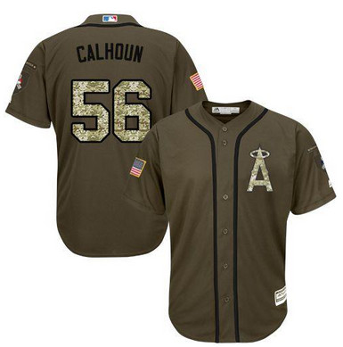 Angels of Anaheim #56 Kole Calhoun Green Salute to Service Stitched MLB Jersey