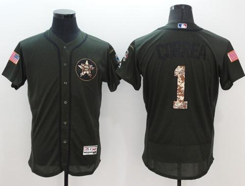 Astros #1 Carlos Correa Green Flexbase Authentic Collection Salute to Service Stitched MLB Jersey Astros #1 Carlos Correa Green Flexbase Authentic Collection Salute to Service Stitched MLB Jersey