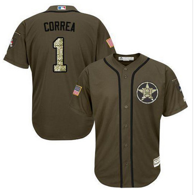 Astros #1 Carlos Correa Green Salute to Service Stitched MLB Jersey Astros #1 Carlos Correa Green Salute to Service Stitched MLB Jersey