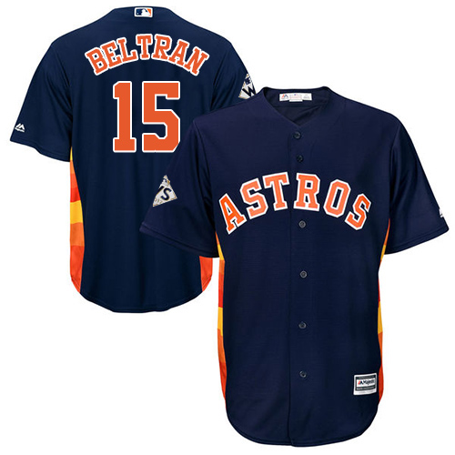Astros #15 Carlos Beltran Navy Blue Cool Base 2017 World Series Bound Stitched Youth MLB Jersey