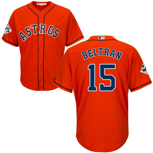 Astros #15 Carlos Beltran Orange Cool Base 2017 World Series Bound Stitched Youth MLB Jersey