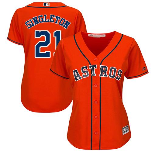 Astros #21 Jon Singleton Orange Alternate Women's Stitched MLB Jersey Astros #21 Jon Singleton Orange Alternate Women's Stitched MLB Jersey