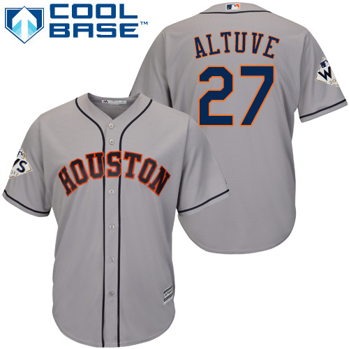 Astros #27 Jose Altuve Grey Cool Base 2017 World Series Bound Stitched Youth MLB Jersey