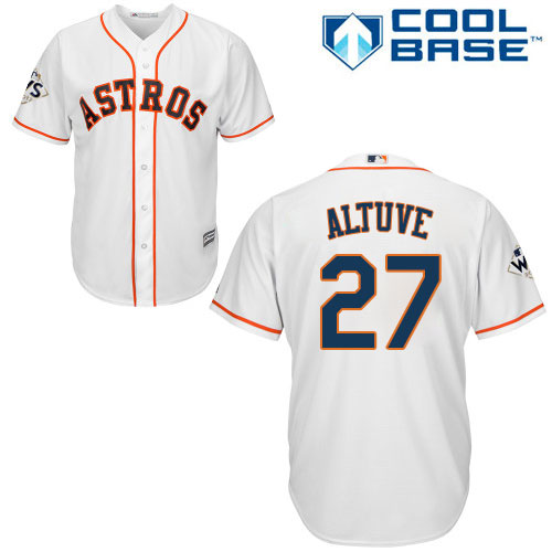 Astros #27 Jose Altuve White Cool Base 2017 World Series Bound Stitched Youth MLB Jersey