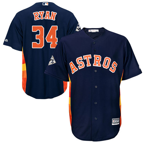 Astros #34 Nolan Ryan Navy Blue Cool Base 2017 World Series Bound Stitched Youth MLB Jersey