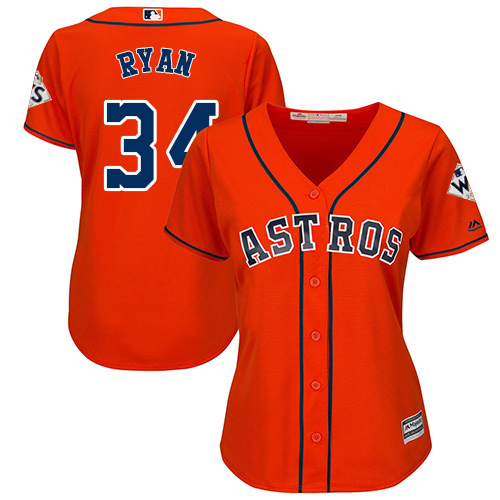 Astros #34 Nolan Ryan Orange Alternate 2017 World Series Bound Women's Stitched MLB Jersey Astros #34 Nolan Ryan Orange Alternate 2017 World Series Bound Women's Stitched MLB Jersey