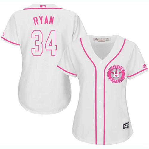 Astros #34 Nolan Ryan White Pink Fashion Women's Stitched MLB Jersey Astros #34 Nolan Ryan White Pink Fashion Women's Stitched MLB Jersey