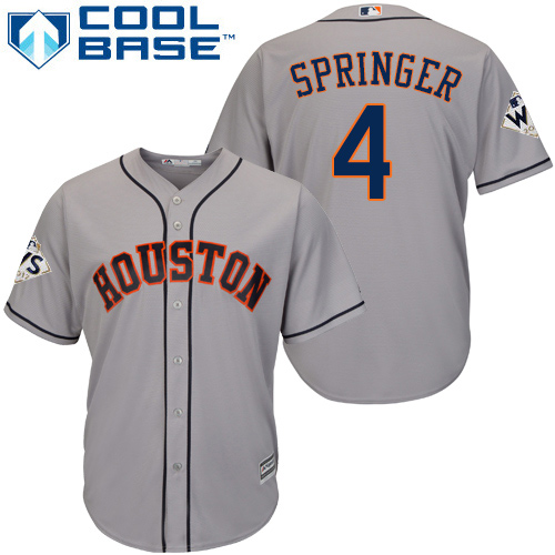Astros #4 George Springer Grey Cool Base 2017 World Series Bound Stitched Youth MLB Jersey