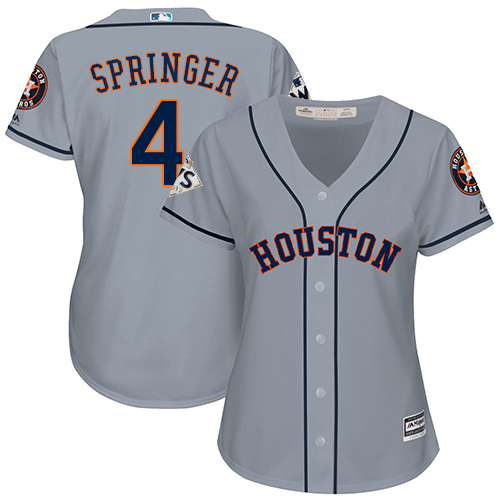 Astros #4 George Springer Grey Road 2017 World Series Bound Women's Stitched MLB Jersey